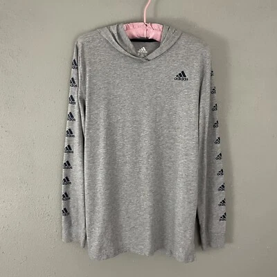 Adidas Camiseta Manga Larga Sudadera con Capucha JUVENTUD XL 18-20 Gris Logo Estampado Camiseta Foto 1 de 4