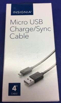 Insignia 4' Micro USB Charge & Sync Cable for Phones Tablets PC Black NS-MCDT2 - Image 1 of 3