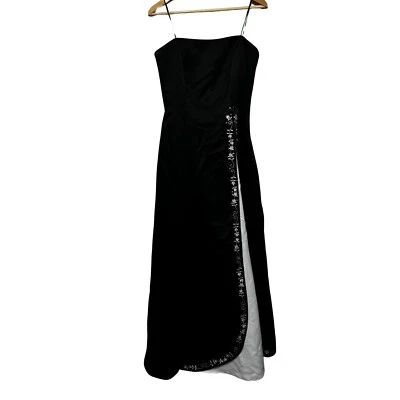 Vestido De Colección Y2K Formal Largo Negro Cachicho Cuentas Hada Baile de graduación Talla 7/8 Foto 1 de 4