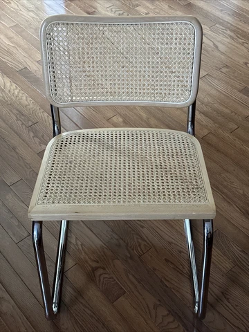 VTG Marcel Breuer Cesca STYLE Cantilever Chrome Cane Wood Chair Made In ITALY Cover