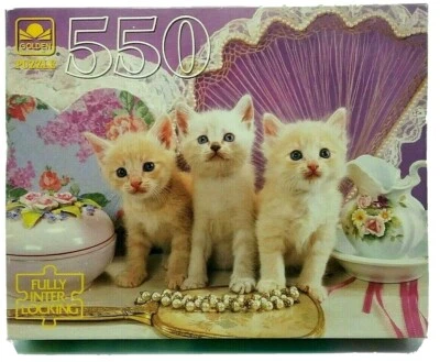 1994 Golden Blue-Eyed Beauties Kitten Fully Interlocking Jigsaw Puzzle 550 Pcs - Image 1 of 4