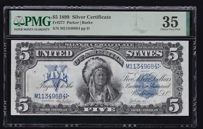 US 1899 $5 Chief Silver Certificate Parker/Burke Note FR 277 PMG 35 (684) - Image 1 of 2
