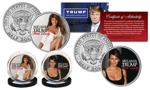MELANIA TRUMP Republican First Lady 2016 Presidential Official JFK US 2-Coin Set Cover