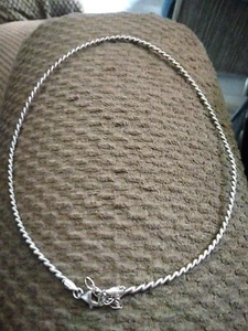 Vintage ITALY Signed Sterling Silver 925 Cable Rope Chain 16" Necklace - Picture 1 of 7