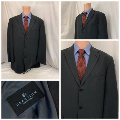 Abrigo deportivo Kenneth Cole Reaction 44L gris 100 % lana 3 botones YGI N2-524 Foto 1 de 4