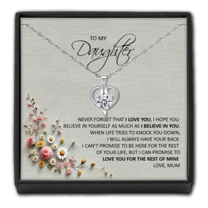 To My Daughter Heart Necklace Love Gifts from Mum Dad Girl Gift Present - Picture 1 of 16