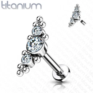 Borchia posteriore piatta in titanio filo interno filo impianto con gemme 3 Zircon - Foto 1 di 3
