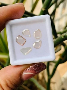 5 Loose Lab Grown Moissanite Slices - Elegant Round Diamonds - Picture 1 of 11