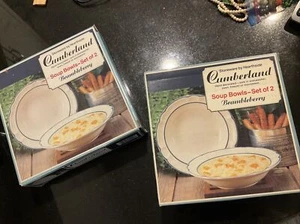 Cumberland Brambleberry 6 3/4"" tazón de ensalada de sopa gres blanco nuevo en caja conjunto de 4 - Imagen 1 de 3
