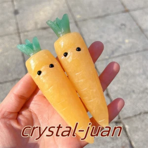 4"+ Natural Gold frozen stone carrot Carved Quartz Crystal Skull Reiki Gift 1pc - Picture 1 of 17