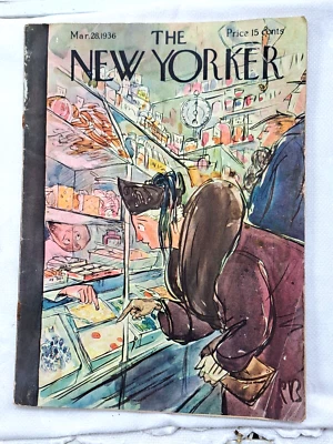  1936 NEW YORKER Magazine-March 28-Cover signed PB-Perry Barlow Foto 1 de 4