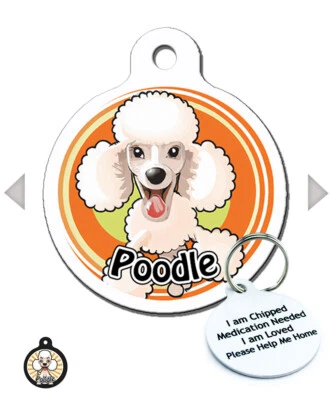 Poodle Pet ID Tags Personalised Breed Pet Tag For Dogs Metal Name Disc - Image 1 of 2