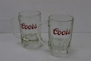 Juego de 2 tazas de cerveza vintage COORS de vidrio transparente pesado corto 10 oz. 5" de alto - Imagen 1 de 11