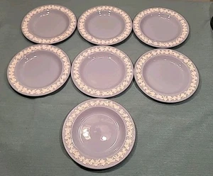7 Wedgwood Etruria & Barlaston Embossed Queensware 6" Bread + Butter Plates - Picture 1 of 6