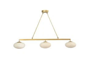 3 Light Globe Mid Century Brass Sputnik chandelier light Fixture - Picture 1 of 8