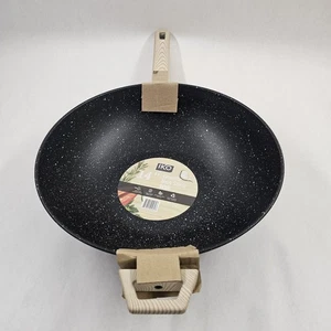 *D) IKO 14" Granite Non Stick Wok Black Pan - Picture 1 of 6