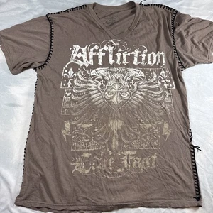 Men’s XL Affliction T Shirt - Brown, White - Picture 1 of 9