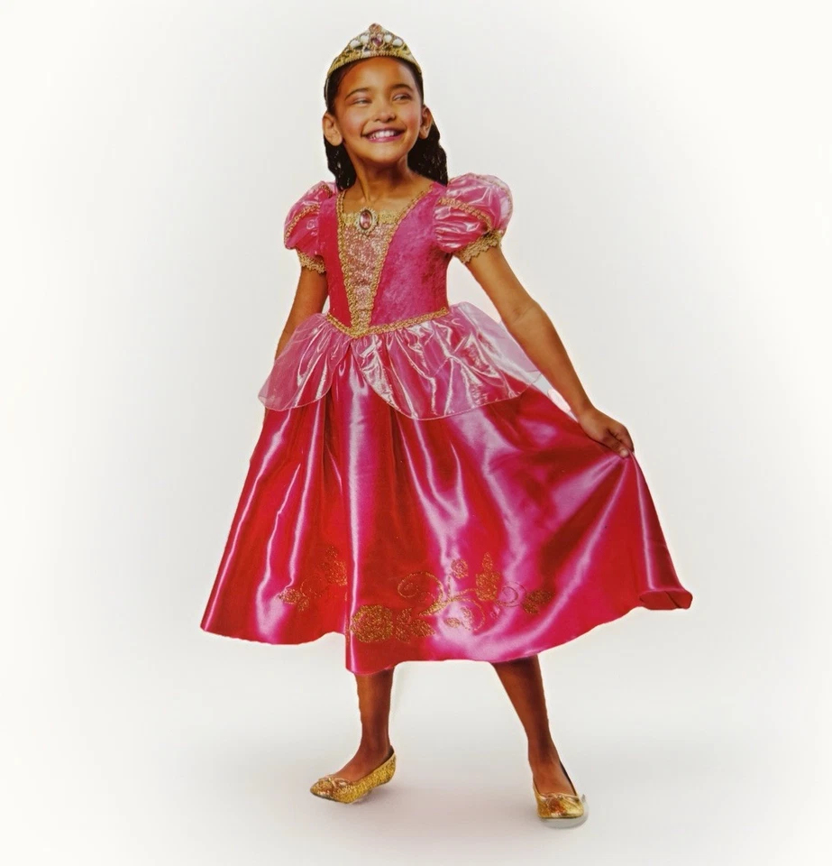 Vestido de Halloween Princesa Diamante Rosa Disfraz Niñas Talla 6-6X con Tiara Dorada NUEVO Foto 1 de 4