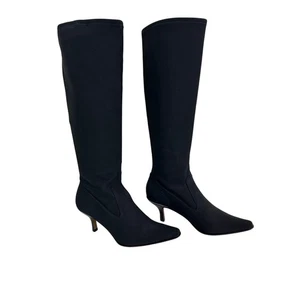 Donald Pliner Mujer Tela Negra Superior Cuero Suelas Talla 6M Hecho en Italia - Imagen 1 de 13