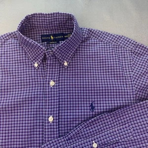 Ralph Lauren Herren Oberhemd lila kariert Büro Reise Preppy Gr. Medium M - Bild 1 von 10