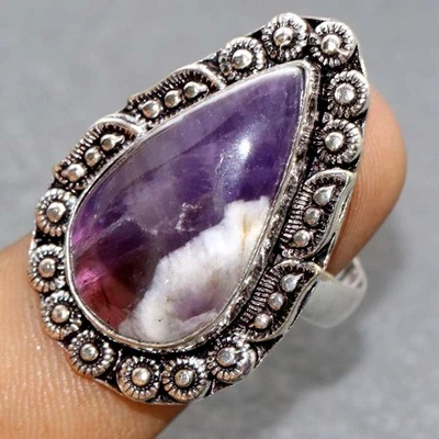 Chevron Amethyst 925 Silver Plated Ring US 9 Exquisite Gift GW - Image 1 of 3