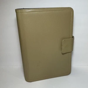 Franklin Covey 365 Beige Leather Zip Button Planner 7-Ring 10” X 7” Organizer - Picture 1 of 9