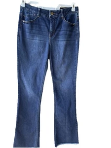 Democracy Absolution Damenjeans 6 blau gerade Stretch ausgefranster Saum distressed - Bild 1 von 21