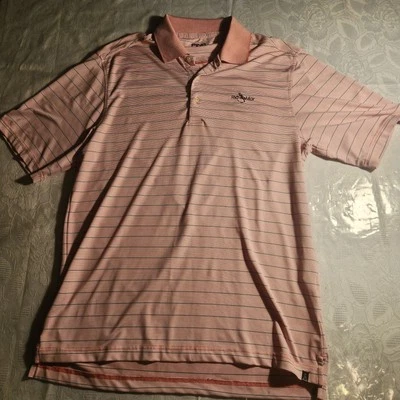 Camisa de golf Ping para hombre talla mediana rosa con rayas Foto 1 de 4