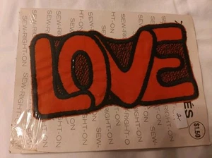 1971LARGE EMBROIDERED LOVE PATCH/RED AND BLACK/NEW IN PACKAGE - Picture 1 of 2