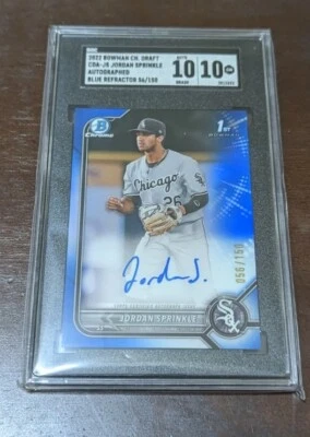 2022 Bowman Chrome Draft Jordan Sprinkle True Blue Auto /150 Chicago SGC 10 - Image 1 of 3