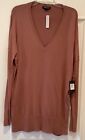 Trouve Sweater Size 2XL Womens Tan Burlwood V-Neck Side Slits NEW With Tags