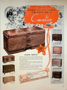 1941 Cavalier Cedar Chests 1940s Print Ad Christmas Santa Chattanooga Tennessee - Picture 1 of 1