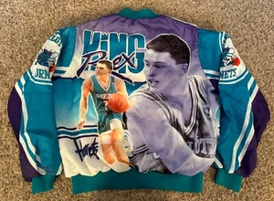 Vintage 90s King Rex Chapman Charlotte Hornets Chalk Line Fanimation Jacket - Picture 1 of 12