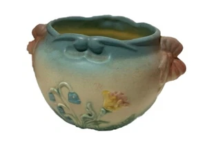 Maceta vintage Hull Pottery Bow Nudo Jardiniere B-18-5 3/4” borde azul **Chip** - Imagen 1 de 9