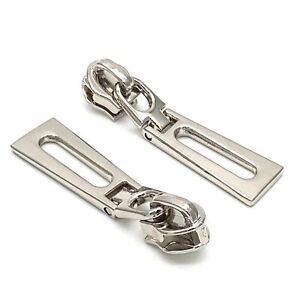 #5 Zipper Pulls Silver Metal Zipper Pull 25pcs Bulk Heavy Duty Nylon Coil Zip...