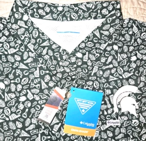 NEW COLUMBIA, MENS SIZE XL, MICHIGAN STATE SPARTANS🏈HAWAIIAN SHIRT-MSRP $65.00! - Picture 1 of 24