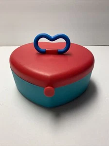 Heart Plastic Makeup Jewelry Box Vintage 80s 90s No Mirror Removable Piece - Picture 1 of 7
