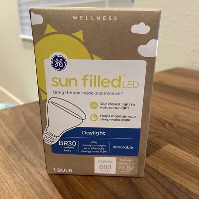  GE Sun Filled LED Daylight Bulb, 65w Dimmable, BR30 medium base - Image 1 of 4