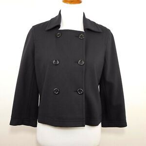 ANN TAYLOR Women's 10p - Navy Blue 3/4 Sleeve Double Breasted Blazer Jacket
