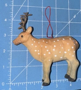 Christmas Ornament Deer Animal Wood Carved Look - Picture 1 of 4