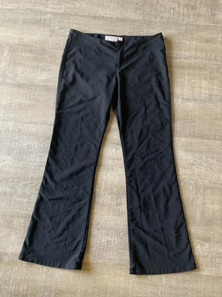 Paris Blues Originals Women 13 Y2K Low Rise Flare Pants Black Trousers Vtg 2000s - Image 1 of 4