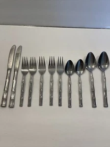 Set of 11 BAMBOO Stainless Steel Korea Variety Serving pcs Spoon Fork Knifes E - Picture 1 of 9