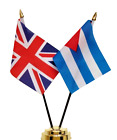 United Kingdom UK & Cuba Double Friendship Table Flag Set