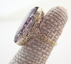 Antique Victorian 14k Solid White & Yellow Gold Silhouette Filigree Ring Sz 5