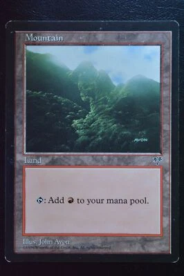Magic The Gathering MTG MOUNTAIN (GREEN) Mirage LP Lightly Played - Image 1 of 2