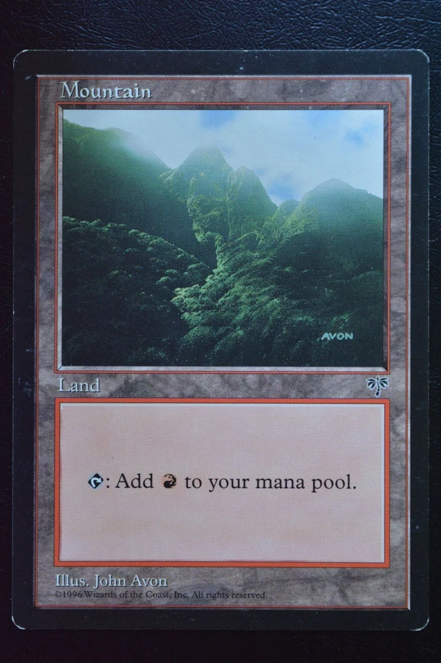 Magic The Gathering MTG MOUNTAIN (GREEN) Mirage LP Lightly Played - Image 1 of 2