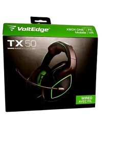 VOLTEDGE TX50 Wired Gaming Headset for Xbox / PC/ Black & Green New Fast Ship!