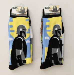 Star Wars Mandalorian Socks Shoe Size 6 - 12 2 sock pack  / 2 packages - Picture 1 of 3