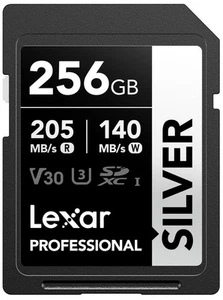 Lexar 256GB SD Card SILVER, up to 205MB/s Read, 140MB/s Write, SDXC UHS-I Memory - Picture 1 of 9