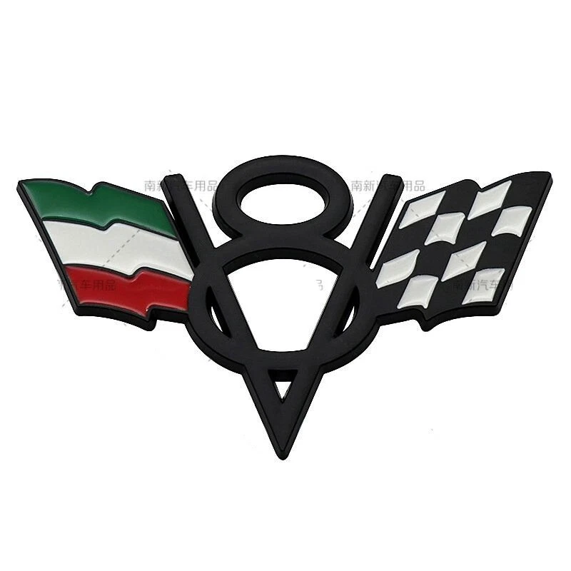 V8 Italy IT Grille Grill Emblem Black Metal Chrome Front Badge For Lamborghini - Image 1 of 4